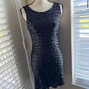 Sexy Black Sequin Mini Dress